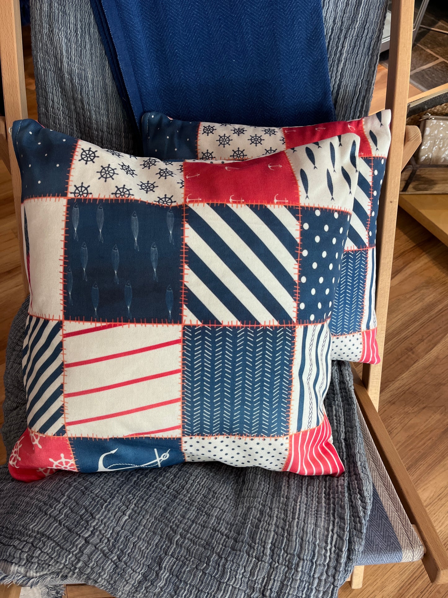 Maritimes Patchwork Kissen
