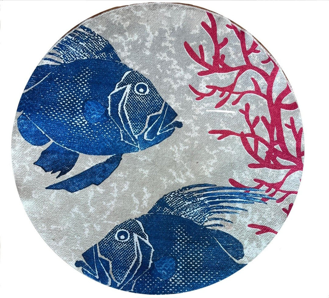 Fischteppich mit Korallen-Design