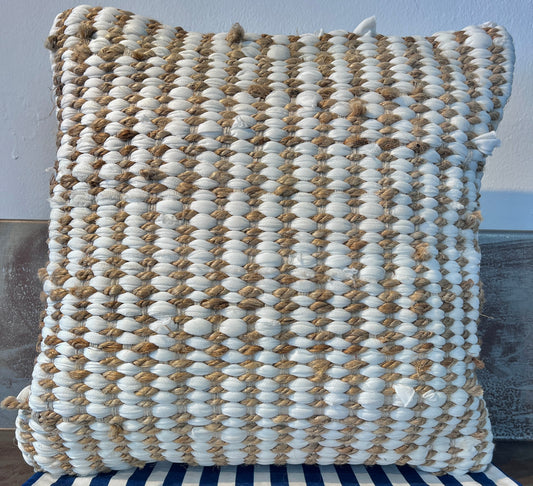 Weißes Jute Kissen